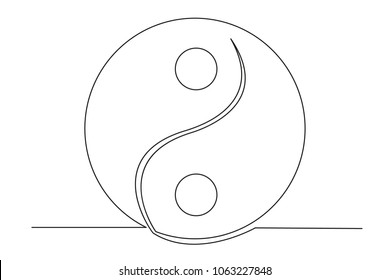 Yin yang symbol sign. Continuous line drawing icon. Vector illustration