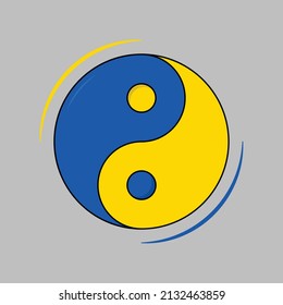 Yin Yang symbol sign icon logo with the same colors as Ukraine's flag