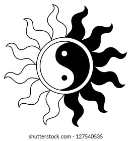 Yin yang symbol in sun