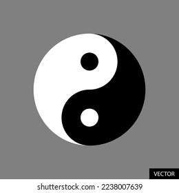 Yin Yang symbol, Tai Chi sign vector icon in flat style design for website design, app, UI, isolated on grey background. EPS 10 vector illustration.