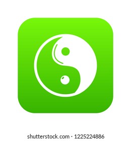 Yin yang symbol taoism icon green vector isolated on white background