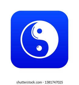 Yin yang symbol taoism icon blue vector isolated on white background