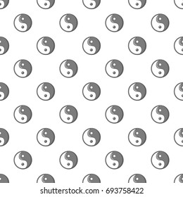 Yin yang symbol taoism pattern in cartoon style. Seamless pattern vector illustration