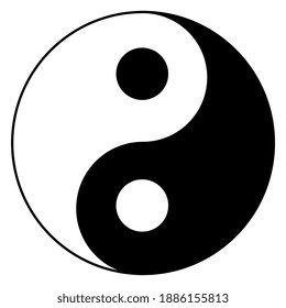 
Yin Yang symbol. Taoism. Philosophy. Chinese culture. Black and white colors. Vector image, isolated on white background. 