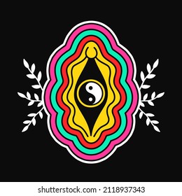 Yin Yang symbol t-shirt print.Vector cartoon graphic illustration logo design.Yin yang  print for poster,t-shirt,logo concept