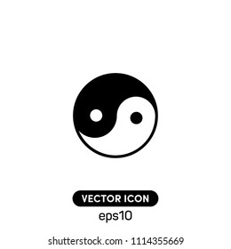 Yin Yang Symbol Vector Icon Illustration.Ui/Ux.White Backround.Premium Quality.