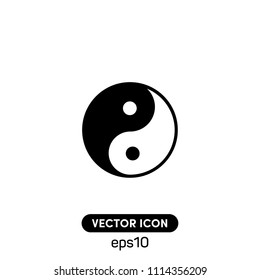 Yin Yang Symbol Vector Icon Illustration.Ui/Ux.White Backround.Premium Quality.