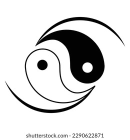 Yin Yang symbol vector icon design. Flat icon.