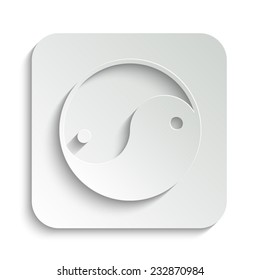 Yin yang symbol  - vector icon with shadow on a grey button