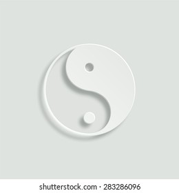 yin yang symbol vector icon - paper illustration