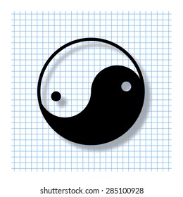 Yin yang symbol - vector icon with shadow