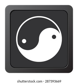 Yin yang symbol  - vector icon on a grey button