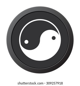 Yin yang symbol  - vector icon on a grey button