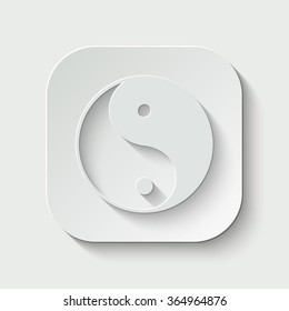 yin yang symbol vector icon - paper illustration
