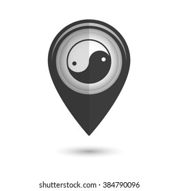 Yin yang symbol - vector icon;  black map pointer