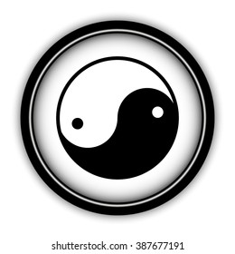 Yin yang symbol - vector icon; round  button with shadow