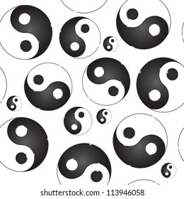 Yin Yang Symbol. Vector Illustration. Seamless Pattern