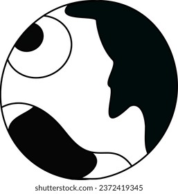 yin yang symbol vector illustration Details of a person's face
