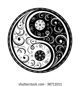 Yang 3 yin parts with symbol Tai Chi