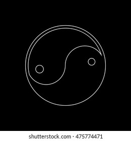Yin yang symbol  - white vector icon