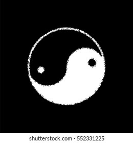 Yin yang symbol - white  vector icon