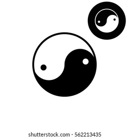 Yin yang symbol  - white vector icon
