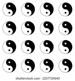 Yin yang symbol. Ying yan icon. Taoism sign. Yinyang symbol. Balance and harmony. Logo of meditation, karma, buddhism and japan. Black-white icon isolated on transparent background. Pettern.