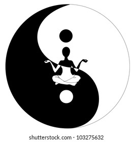 yin yang symbol and Yoga, vector image