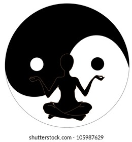 yin yang symbol and Yoga, vector image