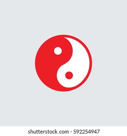 Yin and yang symbolic icon. Vector art. red
