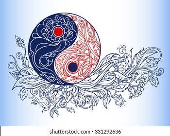 Yin yang symbols as an allegory of opposites and philosophy of life