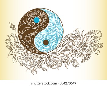 Yin yang symbols as an allegory of opposites and philosophy of life