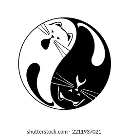 Yin Yang symbols with cats. Yin Yang icon