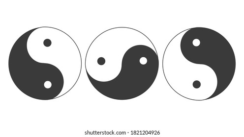Yin Yang symbols set isolated. Harmony vector icons collection