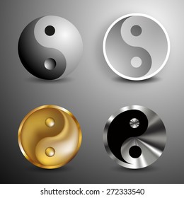 Yin and Yang symbols set. Vector Illustration
