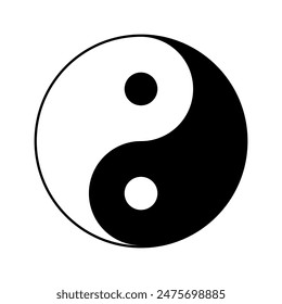 Yin Yang Taoísmo Símbolo de Religión chino Ilustración vectorial aislada