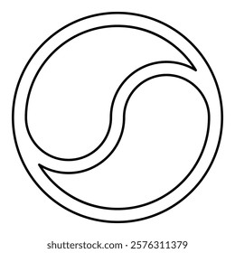 Yin Yang Taoism symbol harmony equilibrium concept contour outline line icon black color vector illustration image thin flat style