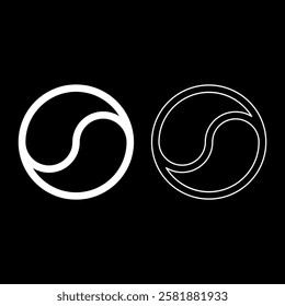 Yin Yang Taoism symbol harmony equilibrium concept set icon white color vector illustration image solid fill outline contour line thin flat style