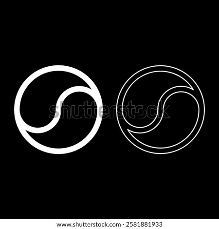 Yin Yang Taoism symbol harmony equilibrium concept set icon white color vector illustration image solid fill outline contour line thin flat style