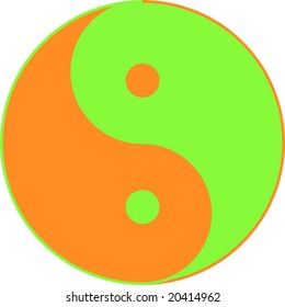 yin yang, taoistic symbol of harmony and balance in recycling colors, ecological concept