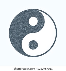 Yin Yang tatoo, conceptual art sketch. Vector hand drawn pinpoint symbol.
