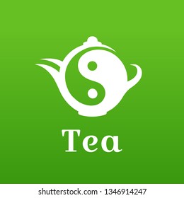 Yin Yang tea symbol logo template design.Vector illustration icon design. Isolated on white background. China,asia tea,teapot logo concept