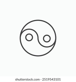 Yin yang thin liner icon isolated