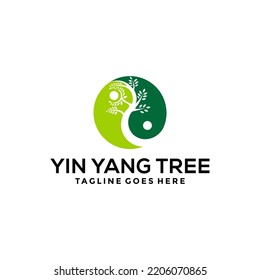 Yin Yang Tree Logo Template Design Creative Idea 