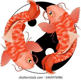Yin Yang and two pink carp