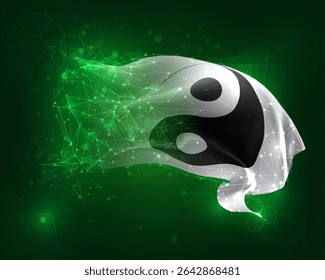 yin, yang, vector 3d flag on green background and numbers