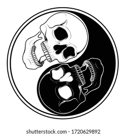 yin yang vector art with skulls