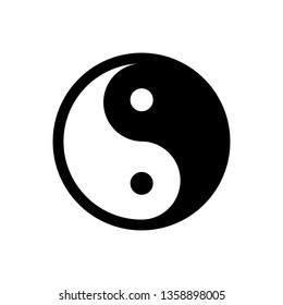 Yin Yang - vector icon. Black and white symbol of harmony and balance. Isolated on white background