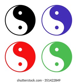 yin yang vector icon - colored set