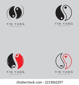 yin yang vector icon design illustration template